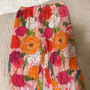 Trina Turk Floral Print side slit beach cover up pants